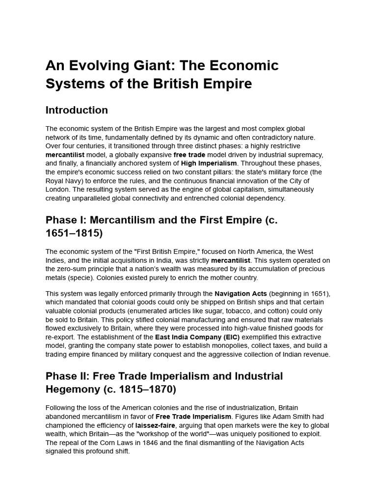 An Evolving Giant The Economic Systems of The British Empire