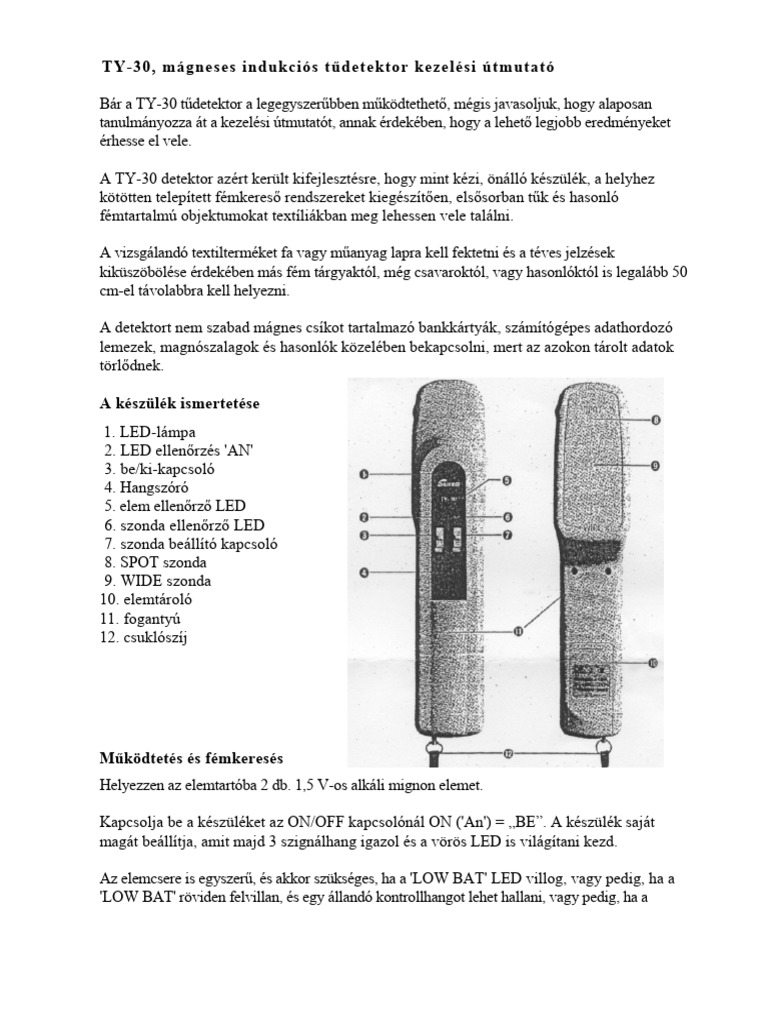 TY 30 Kezelési Útmutató Magyarul | PDF