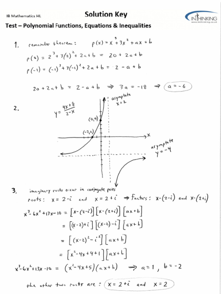 Test 1 - Polynomial Func, Equa, Ineq (MS) | PDF