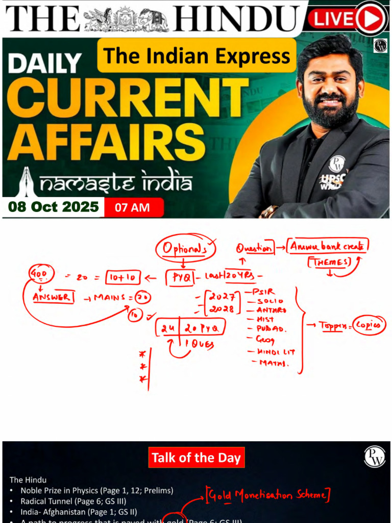 Daily Current Affairs (08th October,2025) Class Notes | PDF