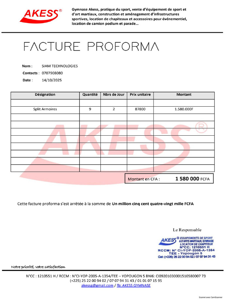 Facture Proforma SIAM | PDF