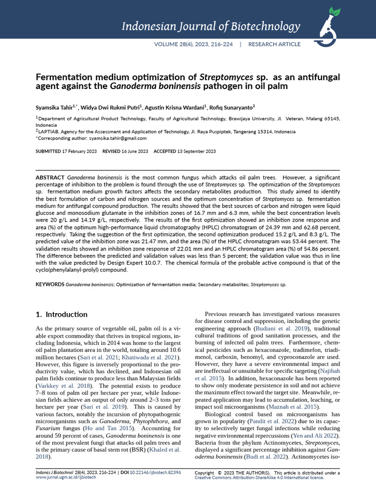 Optimizing Streptomyces for Ganoderma Control | PDF | High Performance ...