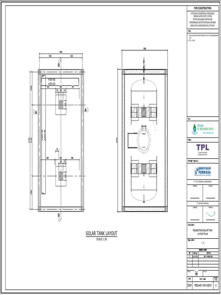 Rencana Layout Tangki Solar SPAM Lhokseumawe | PDF