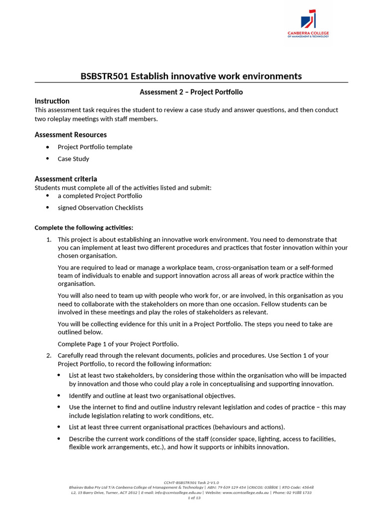 Innovative Work Environment Project Guide | PDF | Innovation ...