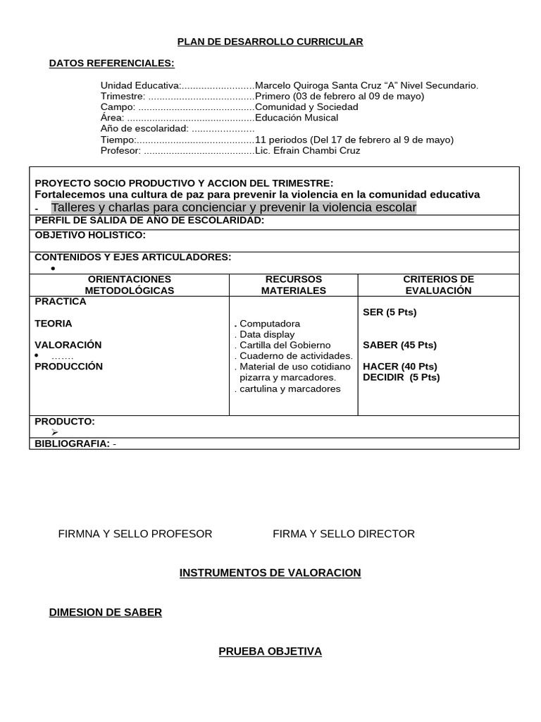 Formato PDC 2025 | PDF