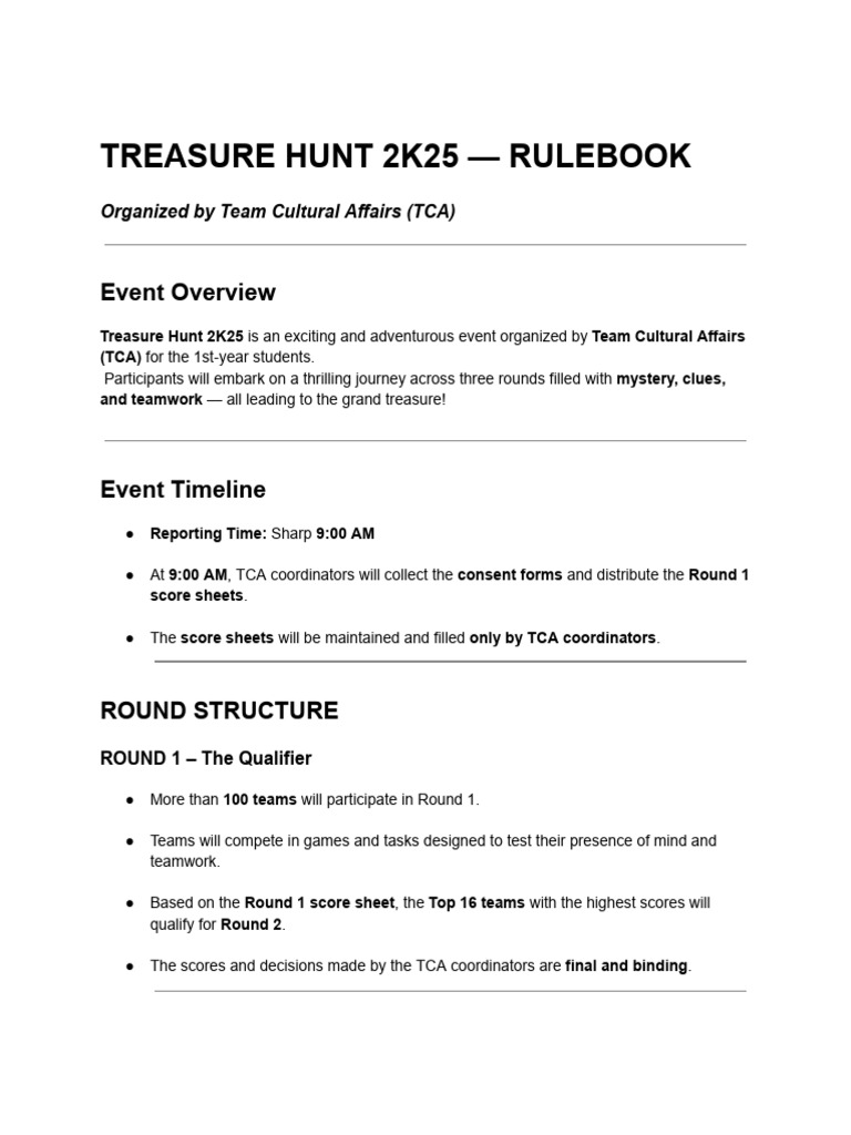 Treasure Hunt 2K25 Participant Guide | PDF