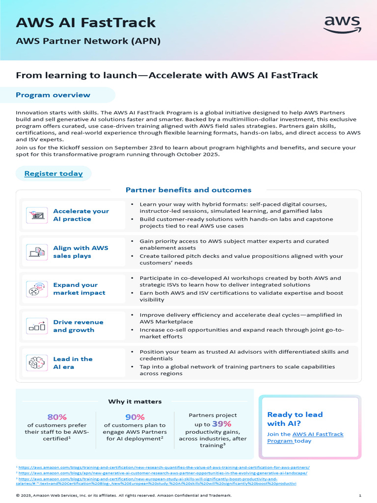 AWS AI FastTrack Program Overview | PDF | Amazon Web Services ...
