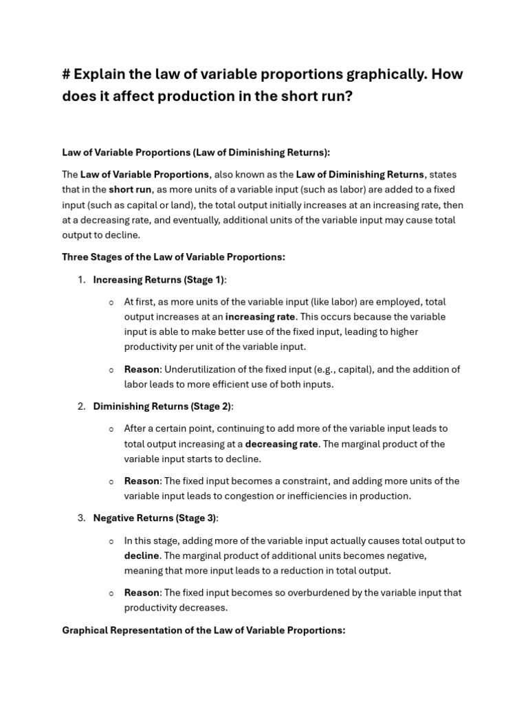 Law of Variable Proportions Explained | PDF | Perfect Competition ...