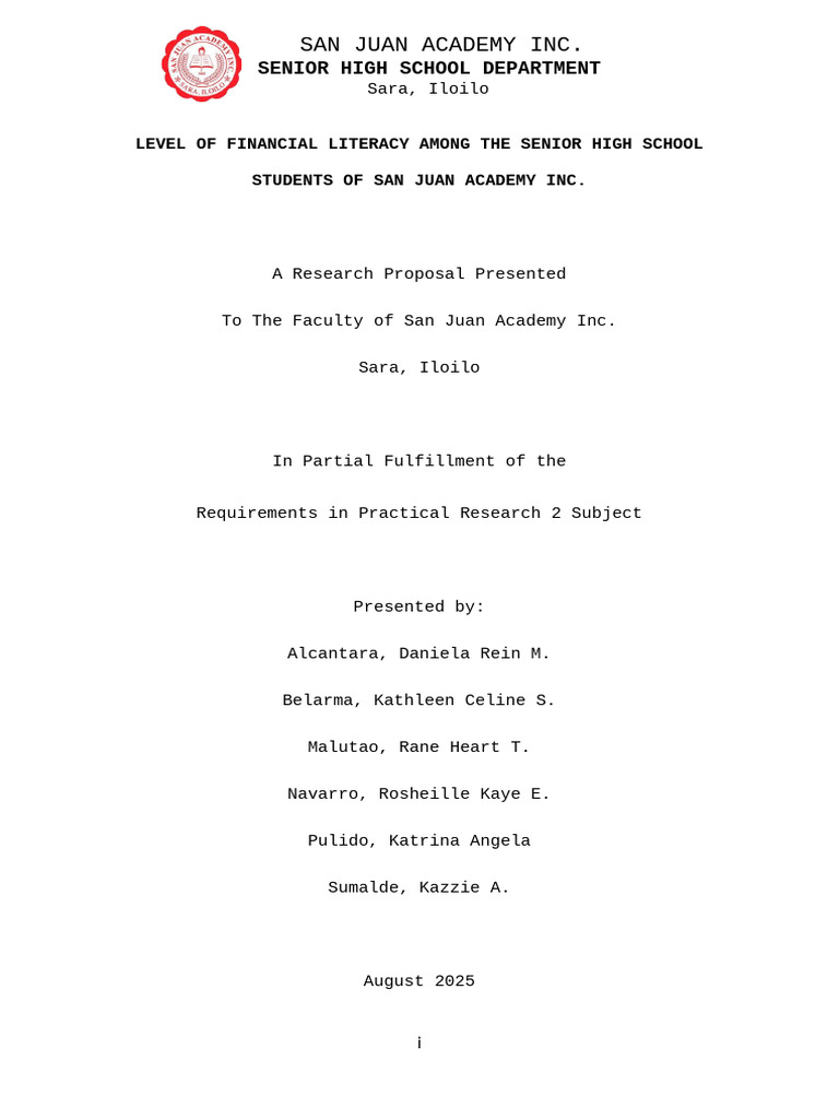 Level of Financial Literacy Among The Senior High School Students of ...