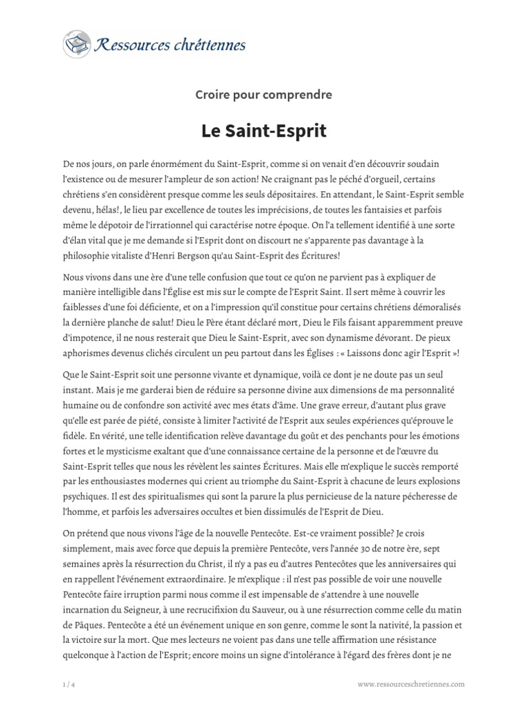 Comprendre le Saint-Esprit aujourd'hui | PDF | Saint-Esprit | Jésus