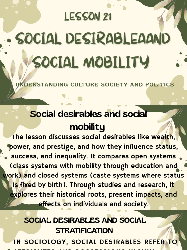 Social Desirables and Mobility Explained | PDF | Social Mobility ...