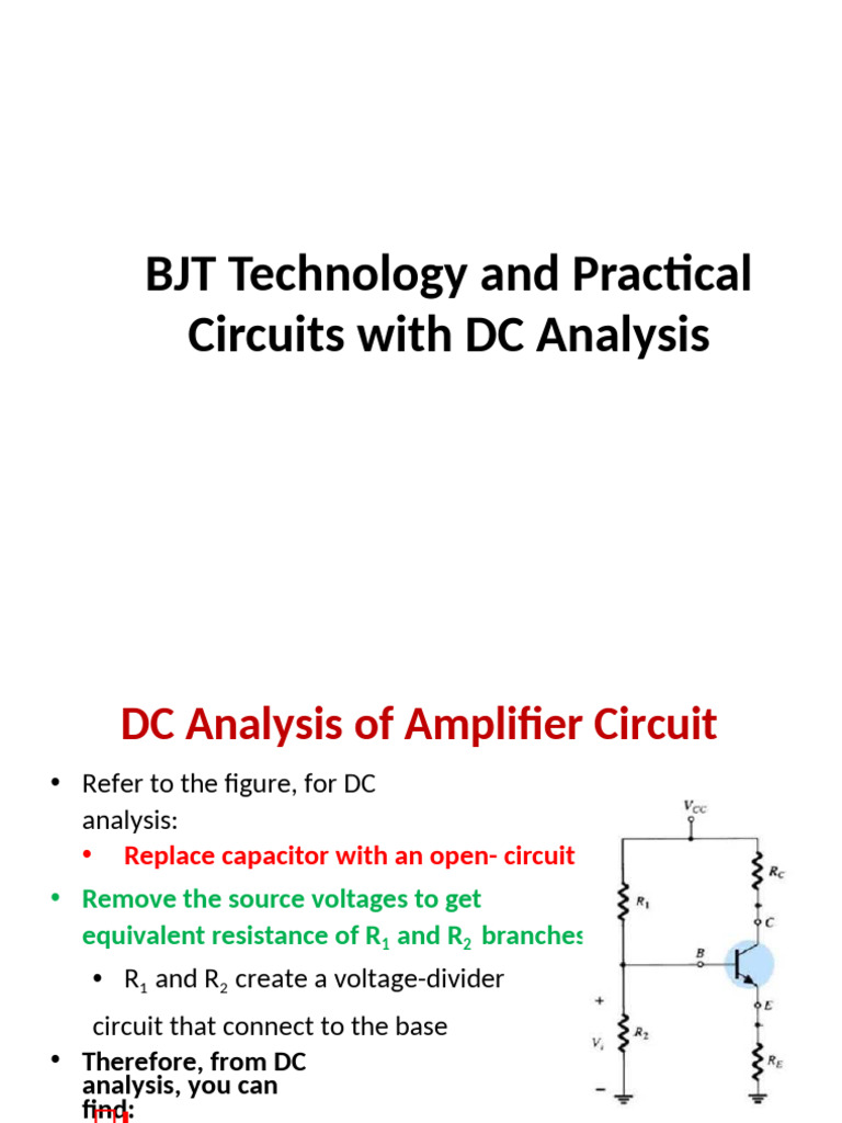 BJT Amplifier DC Analysis Techniques | PDF | Amplifier | Bipolar ...