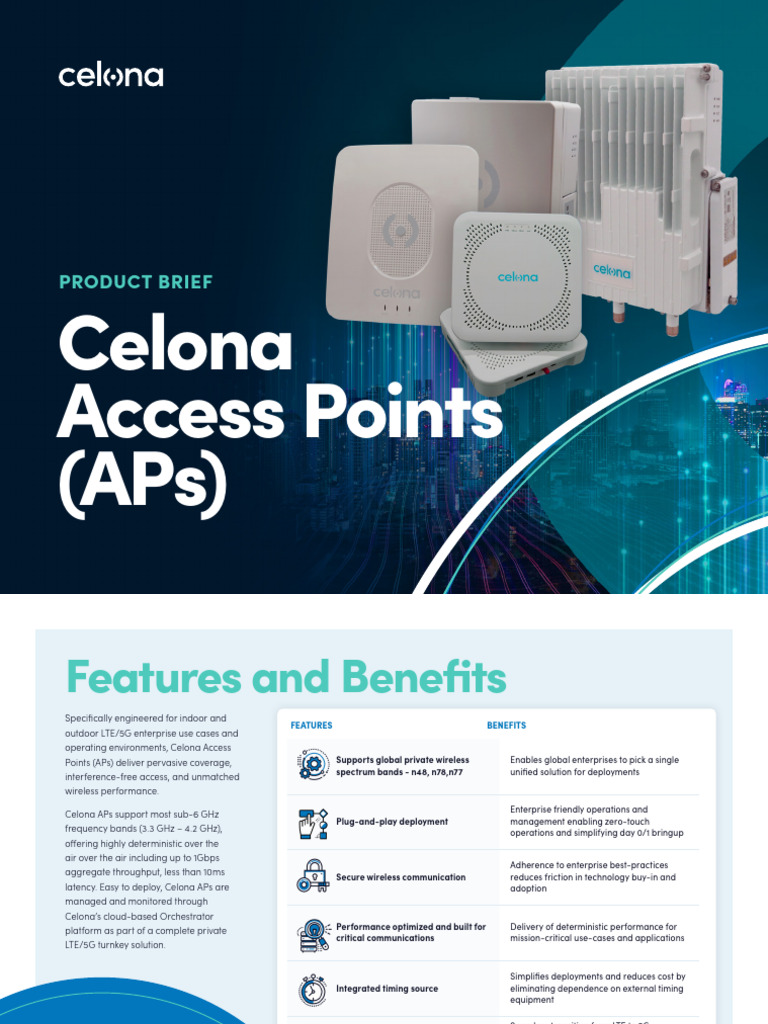 Celona 5G/LTE Access Points Overview | PDF | 4 G | Information And ...