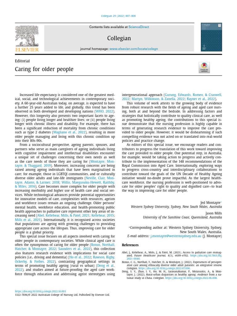 Improving Care for Older People | PDF | Chronic Condition | Disability