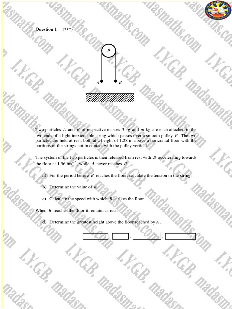 Connected Particles Homework | PDF | Tension (Physics) | Physics