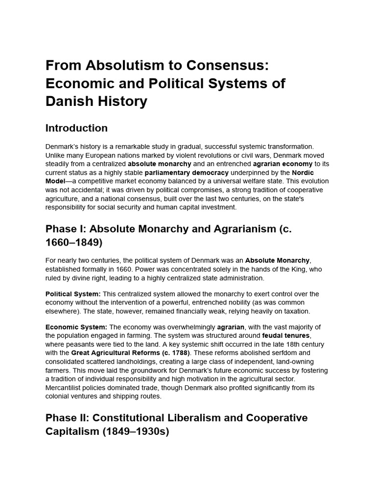 From Absolutism To Consensus - Economic and Political Systems of Danish ...