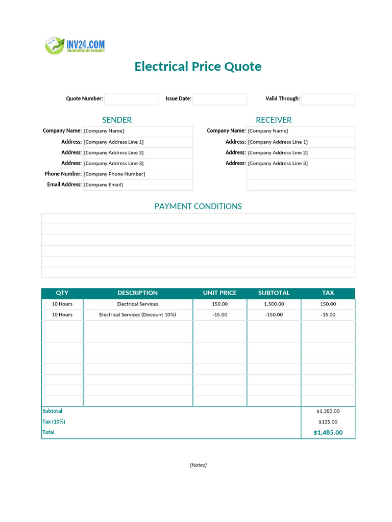 Electrical Quotation Template | PDF