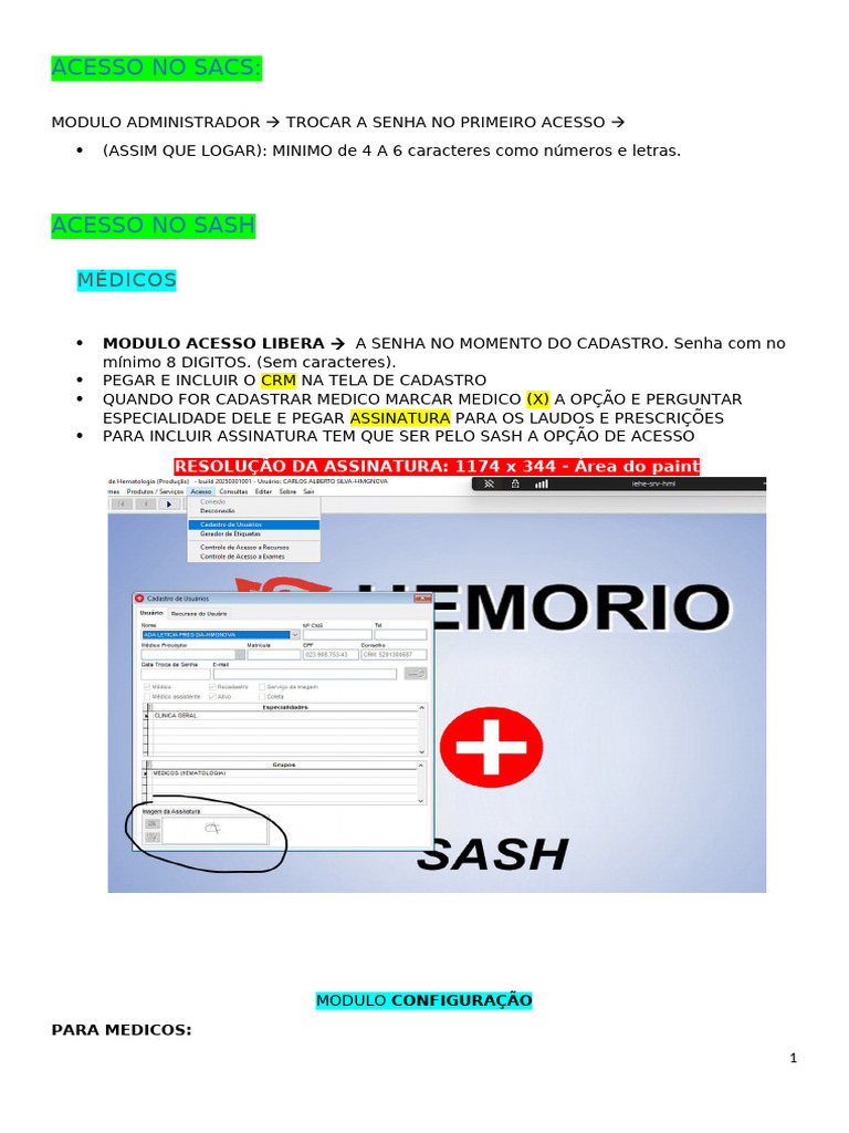 Acesso e Configuração no SACS e SASH | PDF | Remédio | Medicina Clínica
