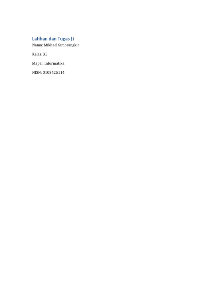 Panduan Tugas Microsoft Word untuk Kelas X3 | PDF