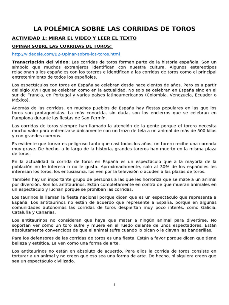 Corridas de toros en España: Debate cultural | PDF | Toreo | Deportes ...