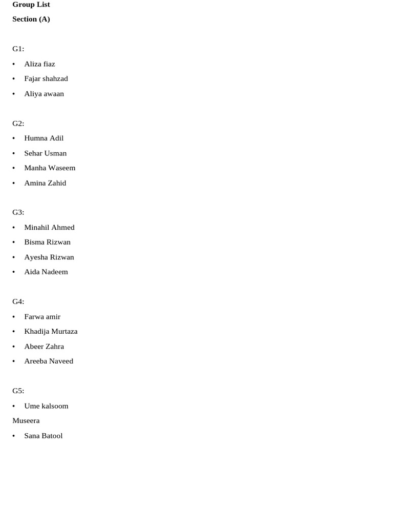 Group Member List by Sections | PDF