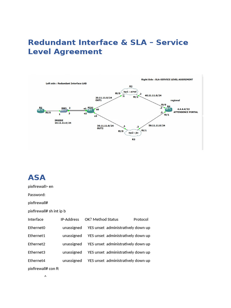ASA Redundant Interface Configuration | PDF | Network Protocols ...