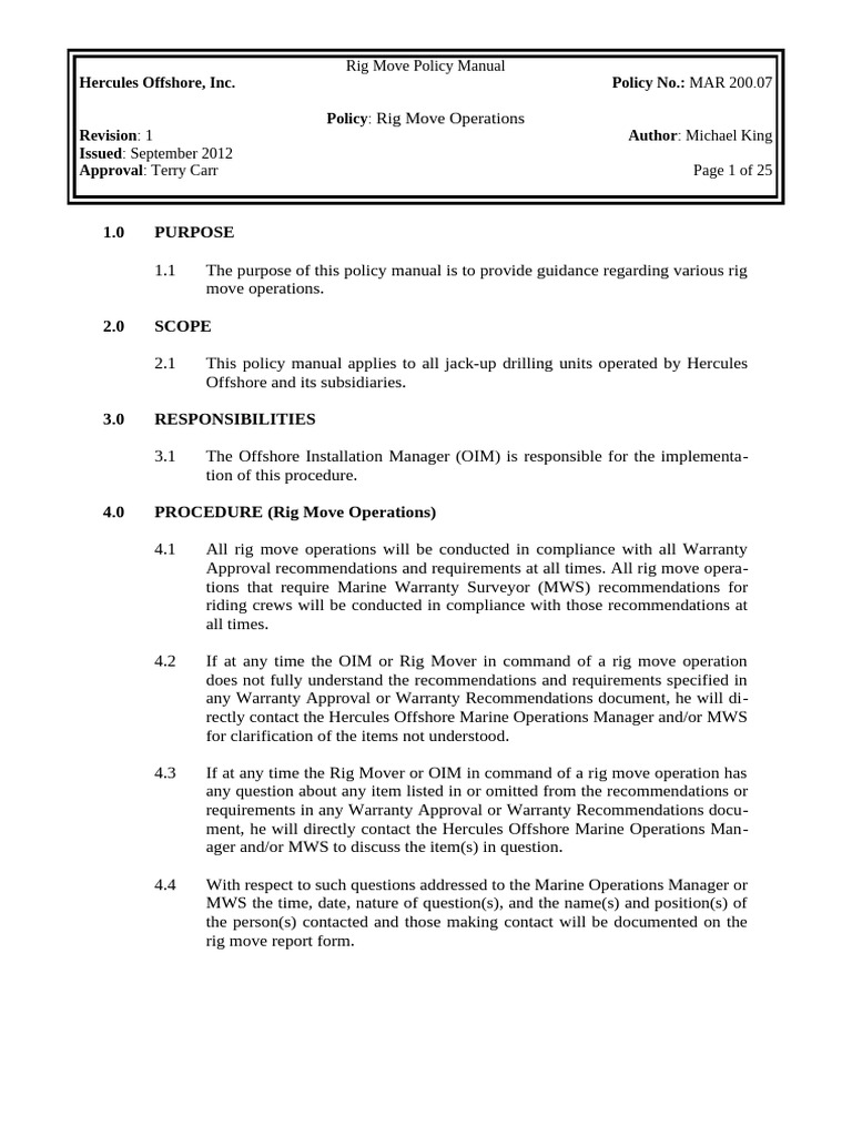 RMPM MAR 200 07 Rig Move Operations - Highlighted | PDF | Tropical ...