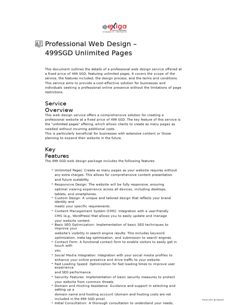 Affordable Web Design: 499 SGD Unlimited Pages | PDF | Search Engine ...