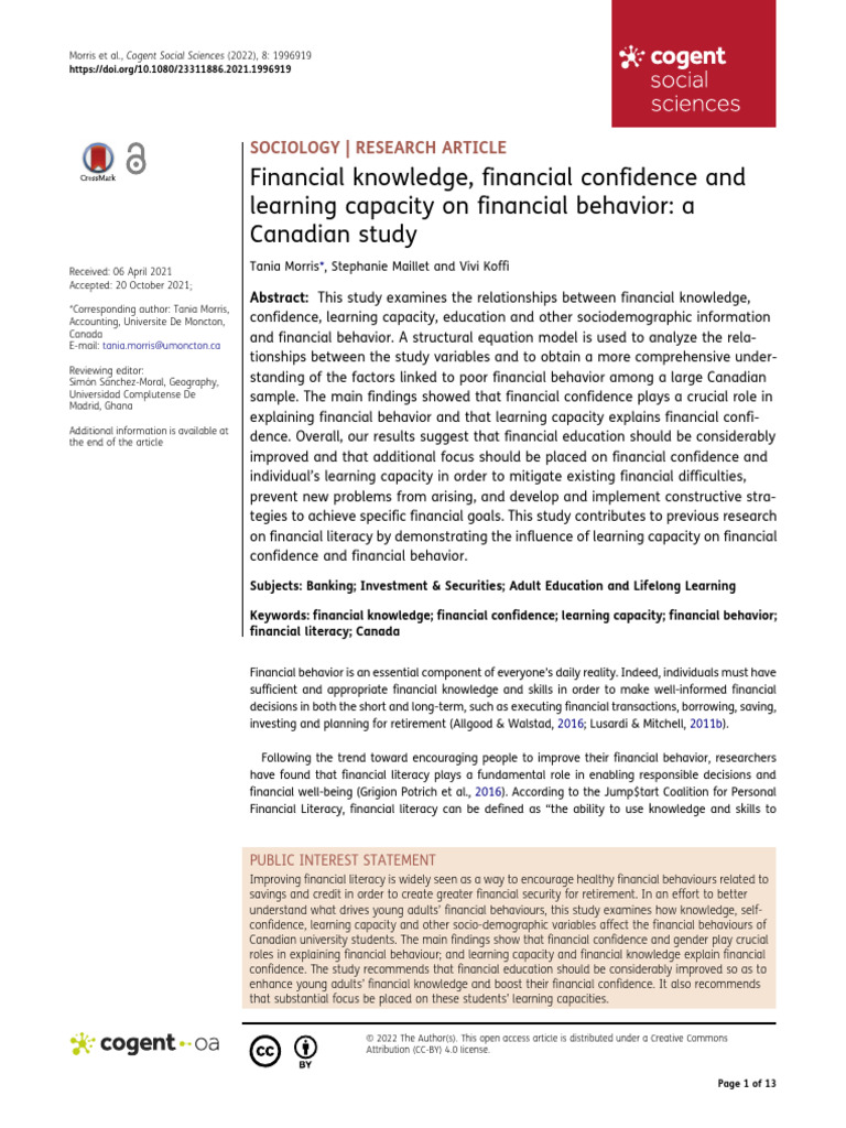 Canadian Study on Financial Behavior Factors | PDF | Survey Methodology ...