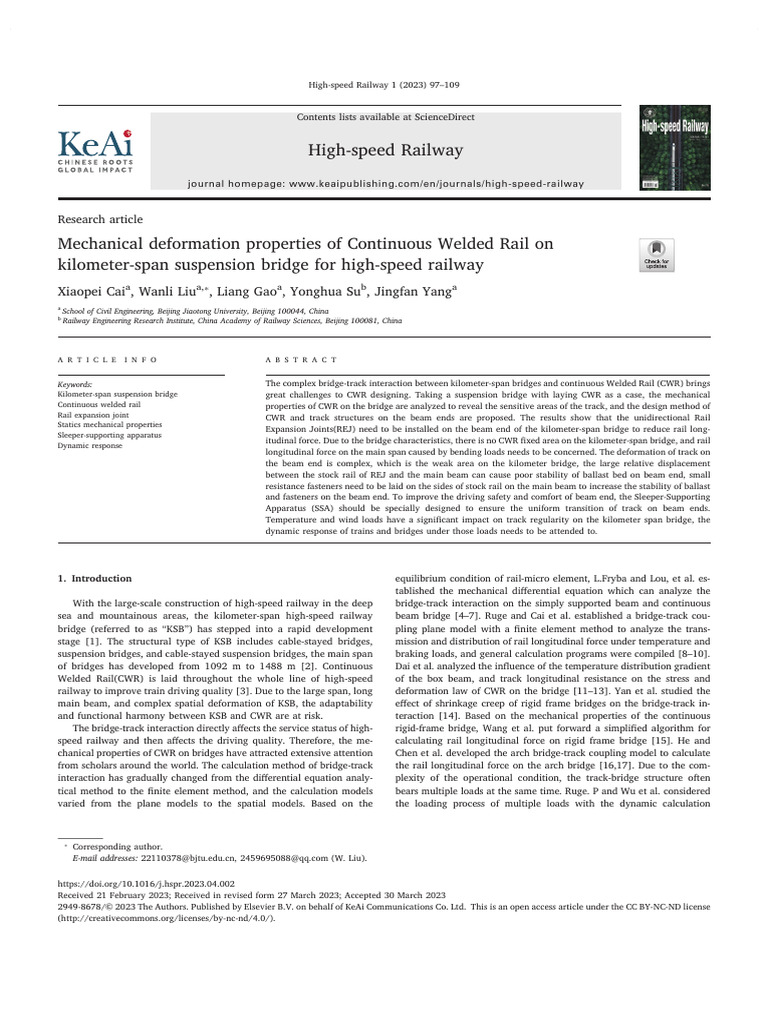 CWR Mechanical Properties on Bridges | PDF | Bridge | Bending
