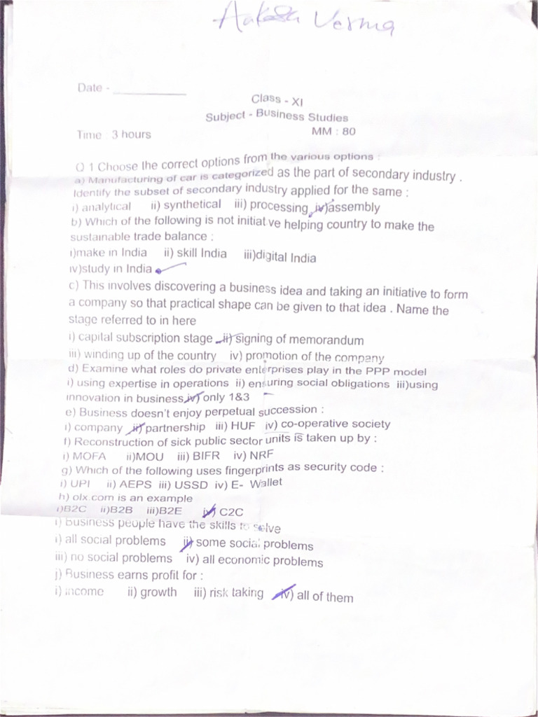 Midterm Examination Class 11th | PDF