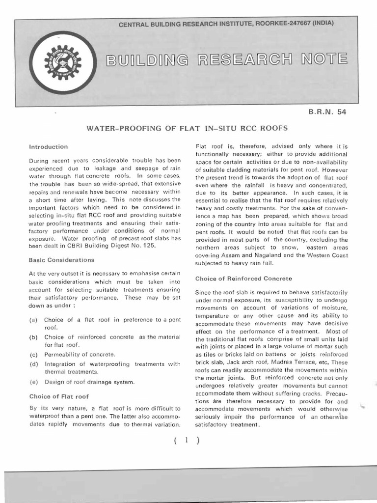 Waterproofing Solutions for Flat RCC Roofs | PDF | Civil Engineering ...