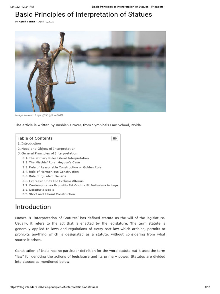 Principles of Statutory Interpretation | PDF | Statutory Interpretation ...