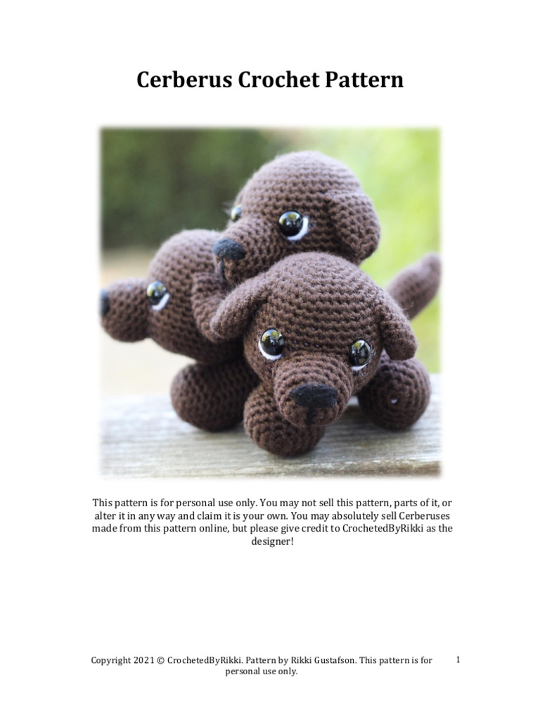 Free Cerberus Crochet Pattern | PDF | Crochet | Needlework