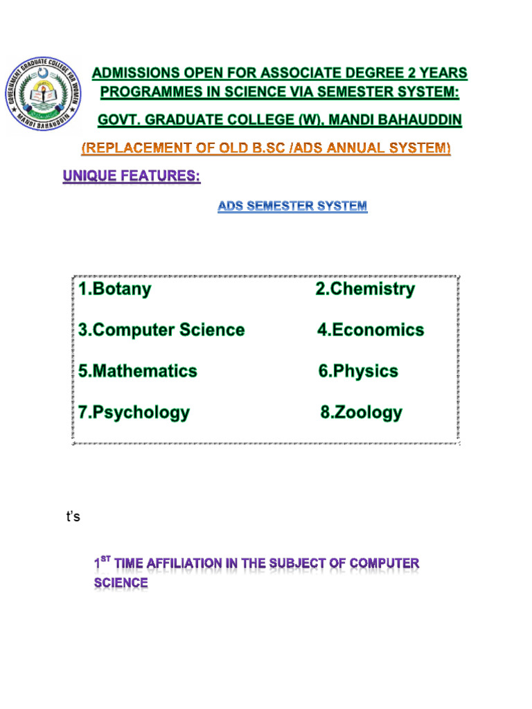 Admissions Open: Associate Degree in Science | PDF