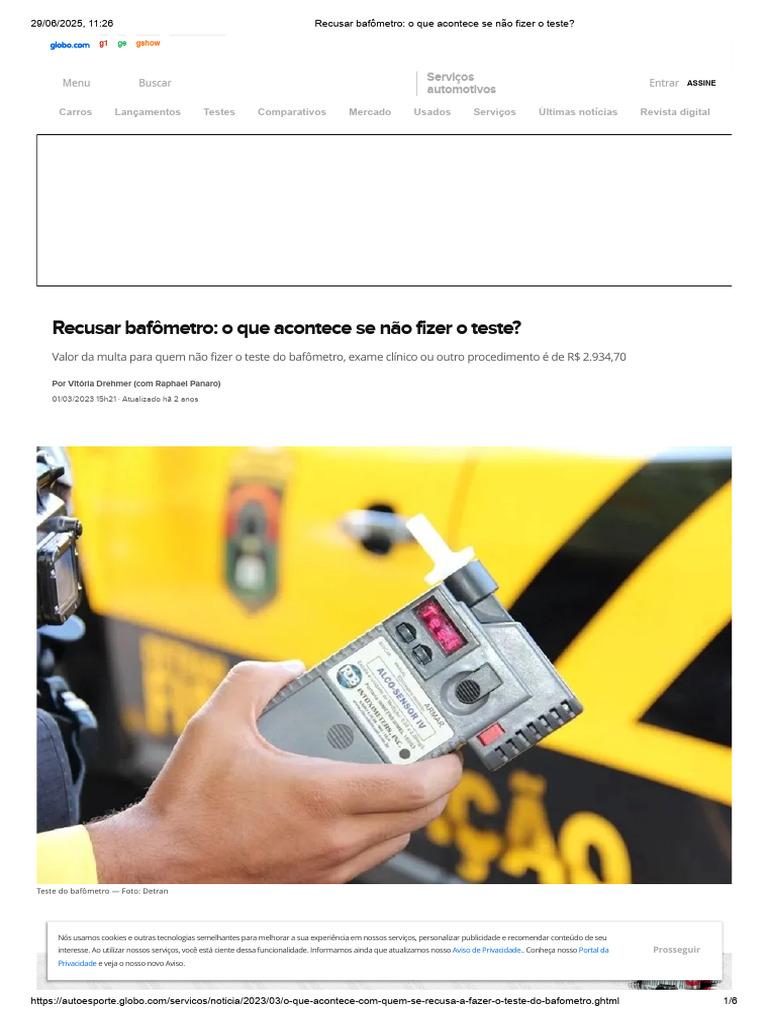 Consequências de Recusar Bafômetro | PDF | Carro | Publicidade
