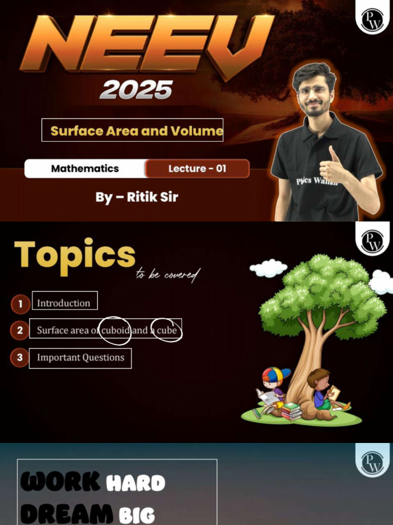 Surface Area and Volume 01 Class Notes | PDF