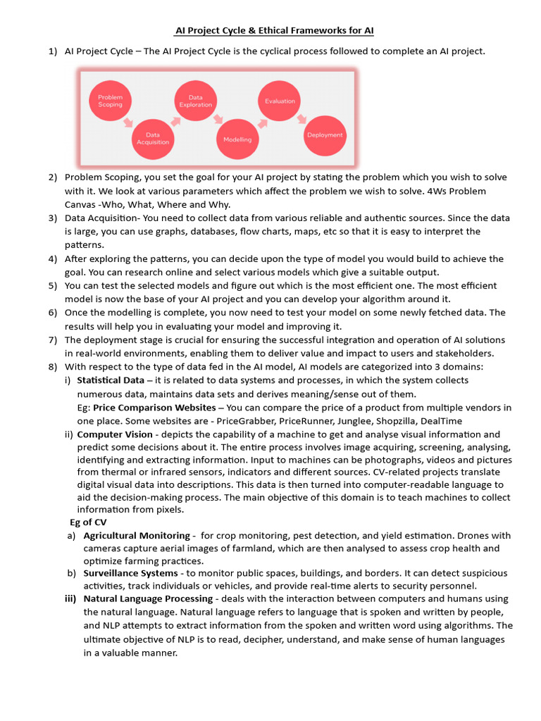 AI Project Cycle & Ethical Frameworks | PDF | Artificial Intelligence ...