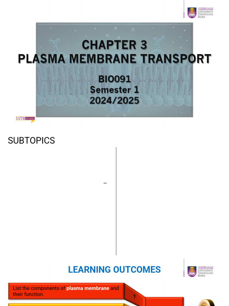 03 - Chapter 3 Plasma Membrane Transport 20242025 | PDF | Cell Membrane ...