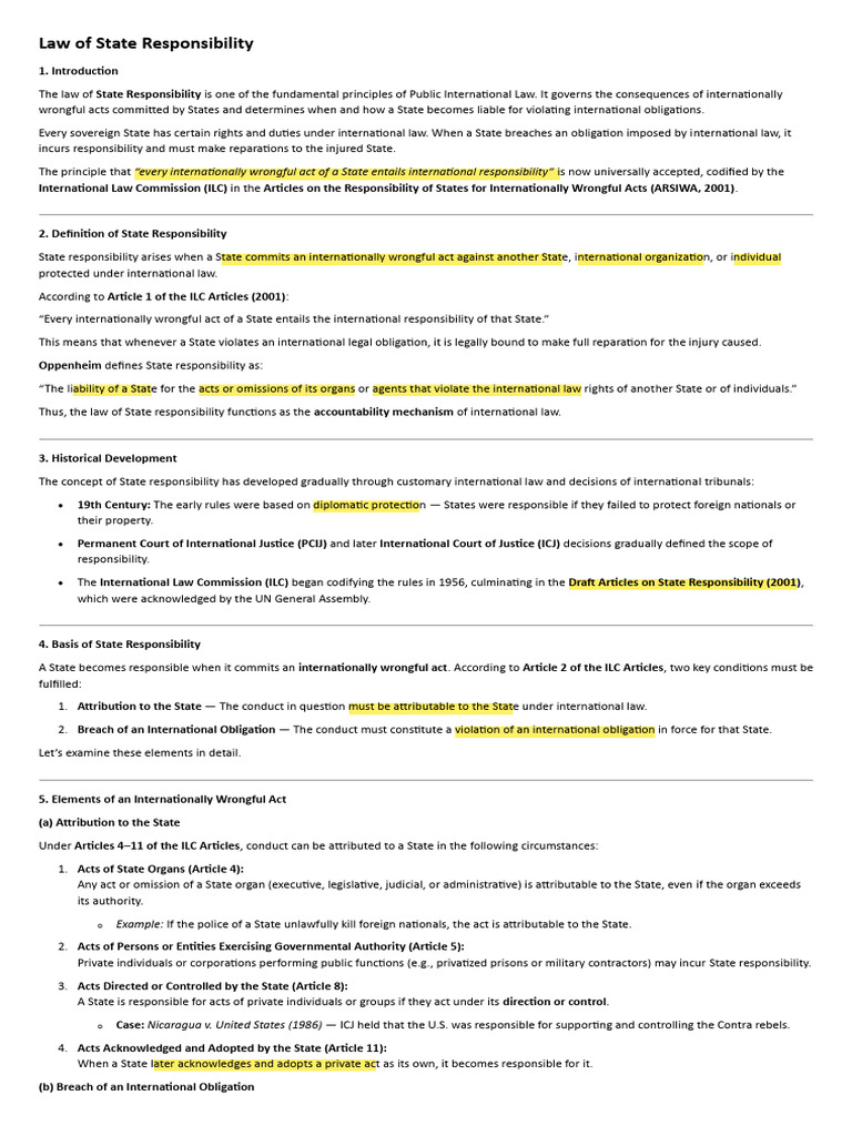 Law of State Responsibility | PDF | International Law | Common Law