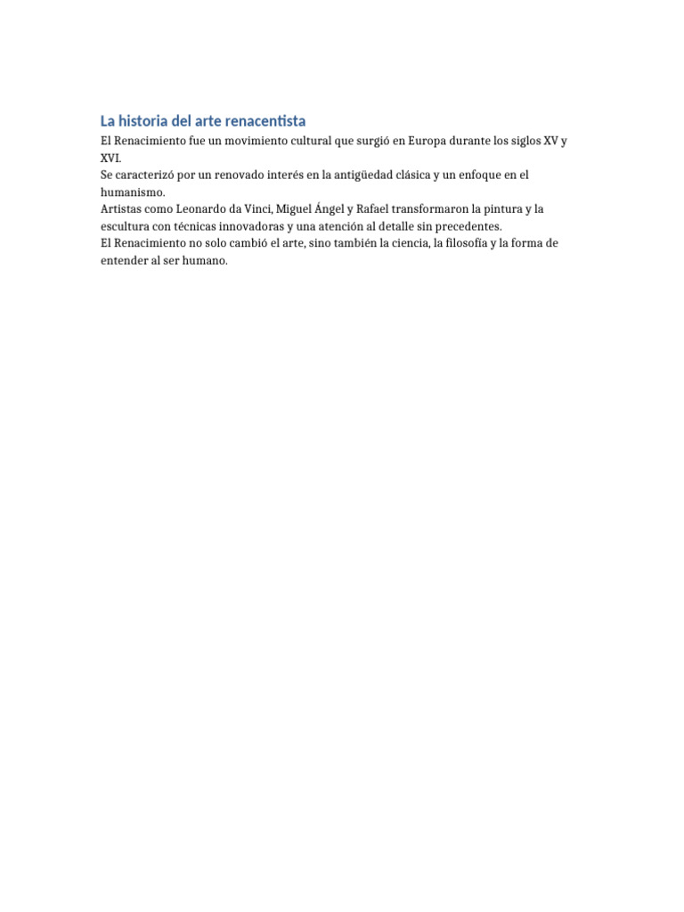 La Historia Del Arte Renacentista | PDF