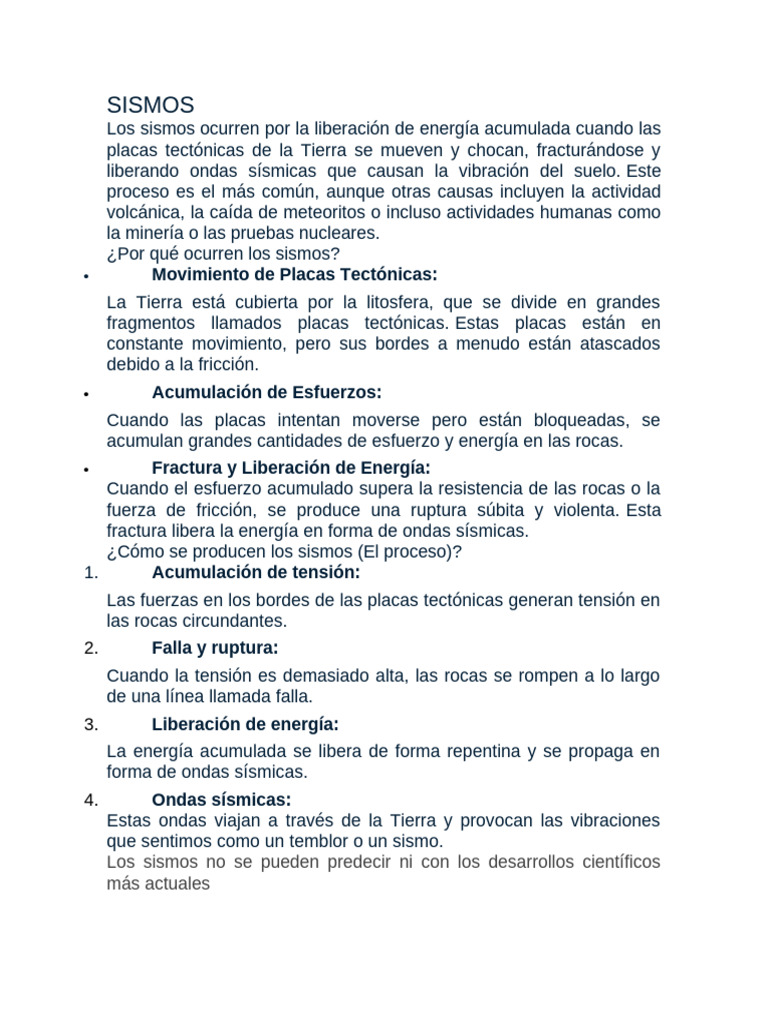 Causas y Proceso de los Sismos | PDF | Temblores | Placas tectónicas
