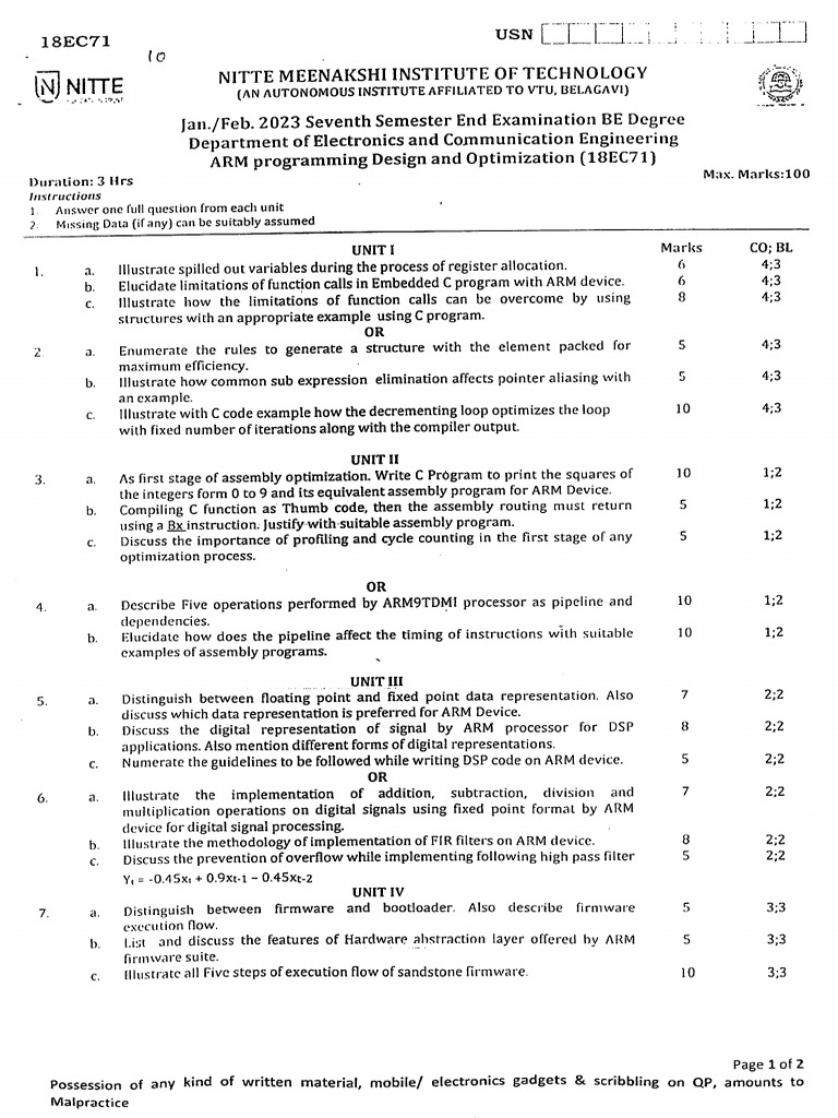 18EC71 Jan Feb 2023 | PDF