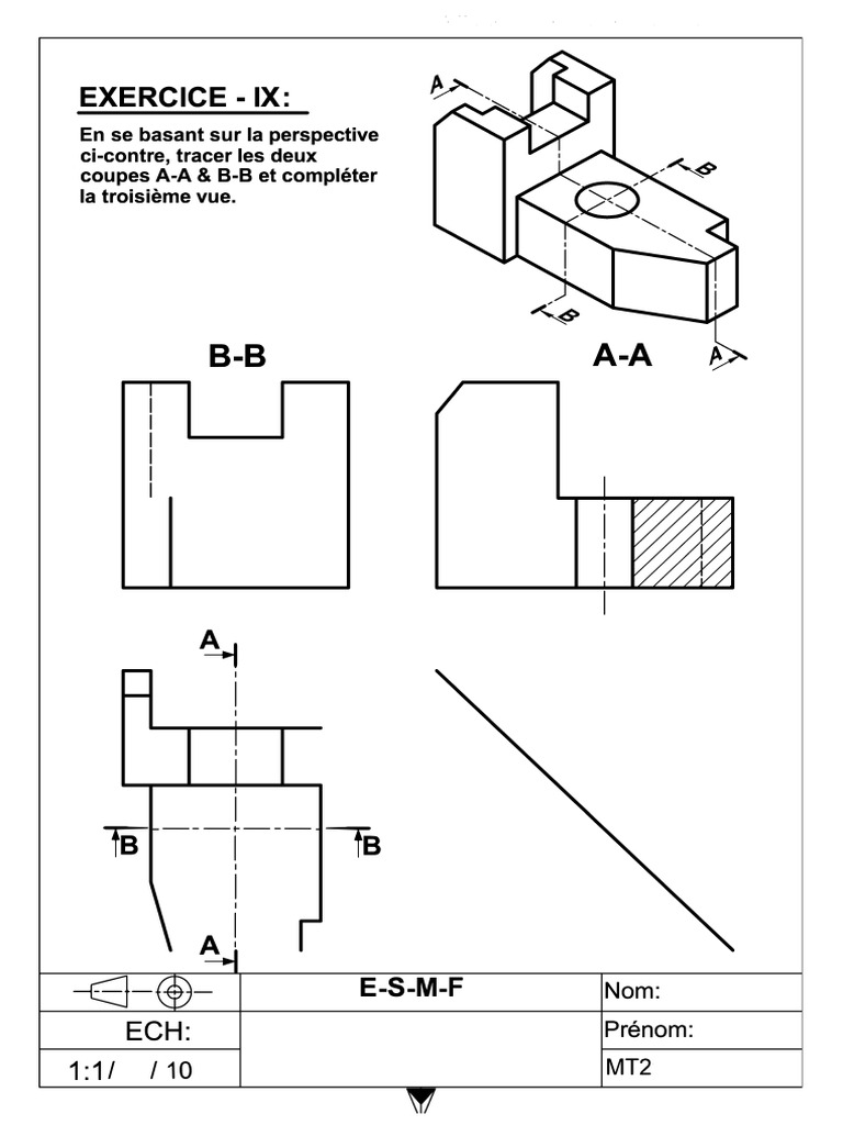 Application Dessin Technique Coupes Et Sections | PDF