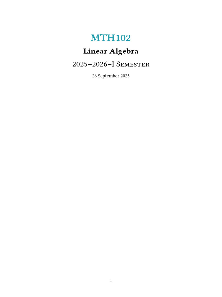MTH 102 | PDF | Set (Mathematics) | Linear Algebra