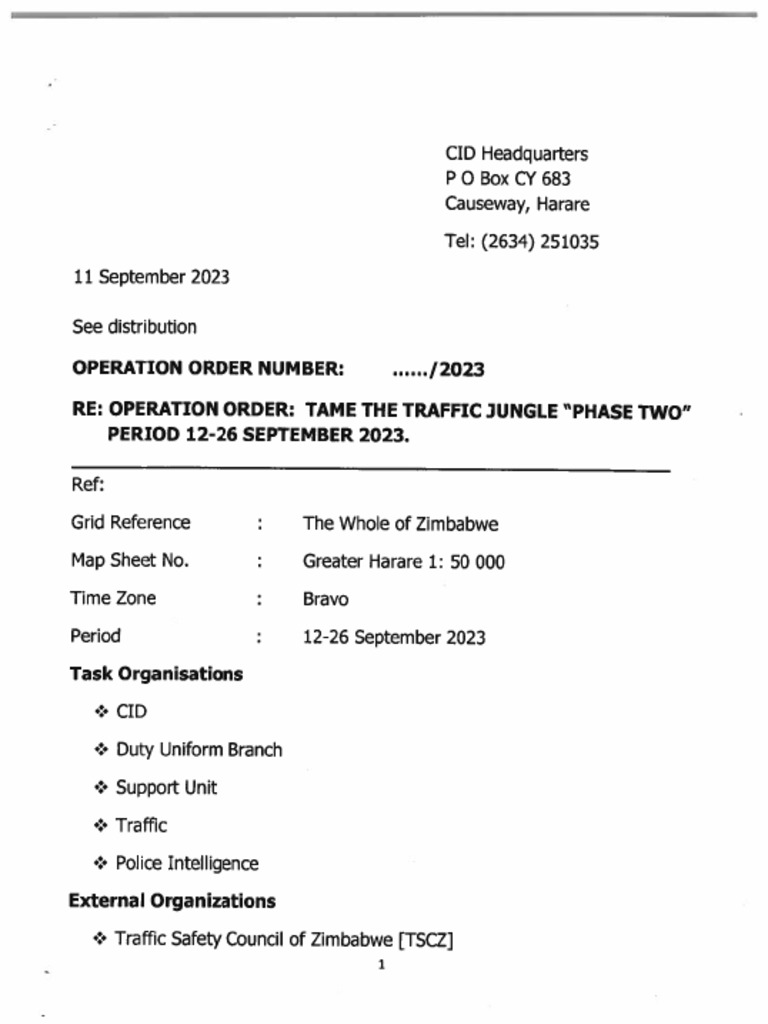 Operation Order Tame Traffic Phase 2 | PDF
