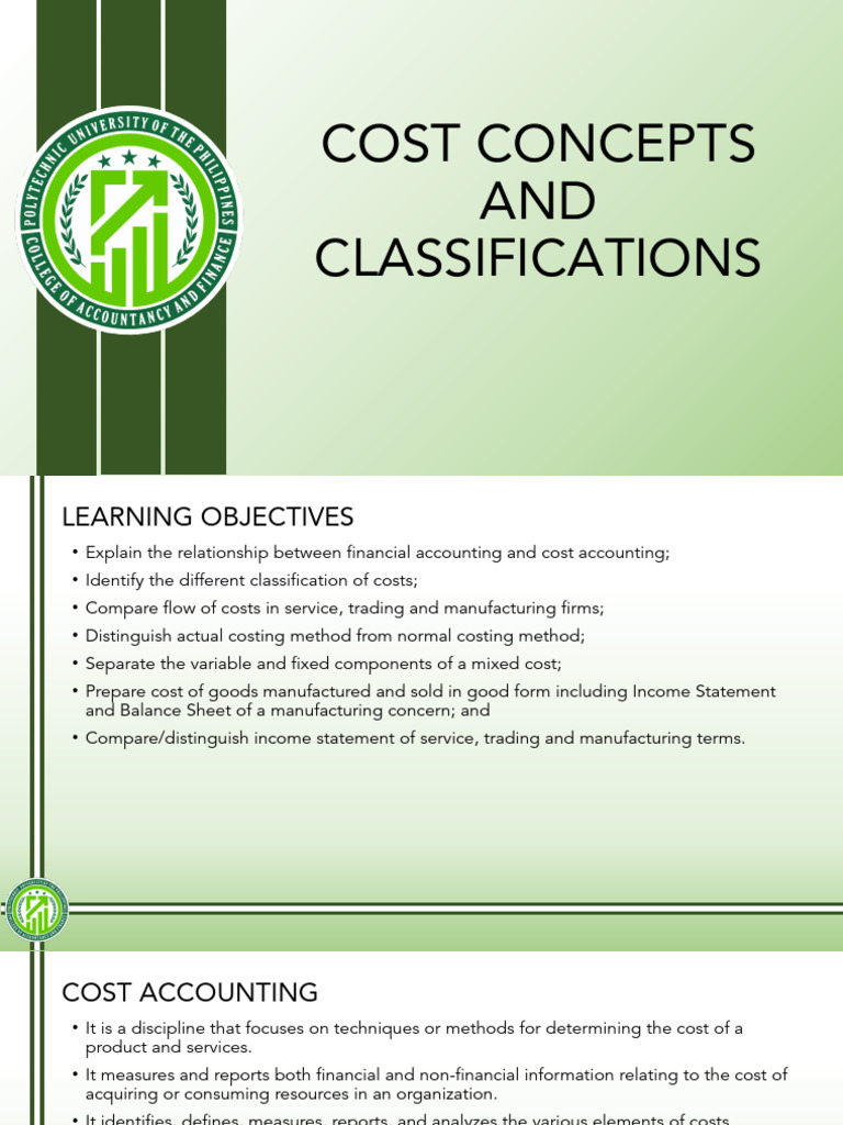 Cost Concepts and Classifications | PDF | Inventory | Financial Accounting