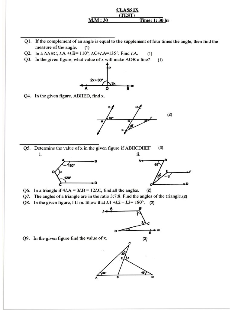 Worksheet Lines and Angles | PDF