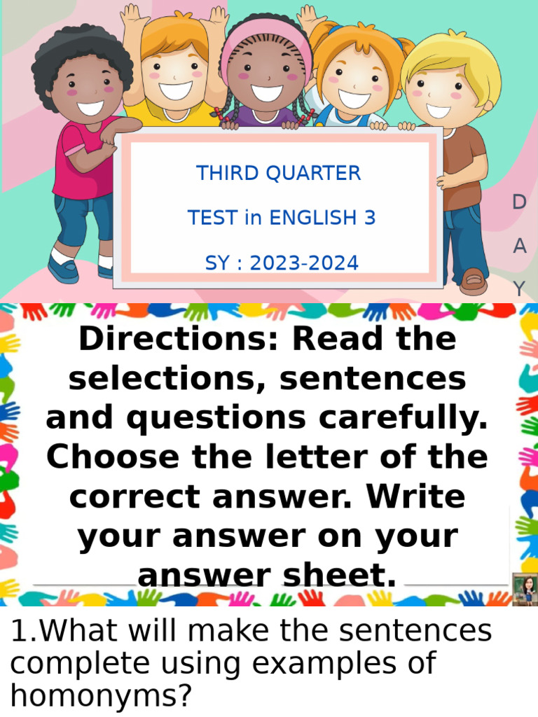 English 3 Third Quarter Test 2023-2024 | PDF | Bat | Birds