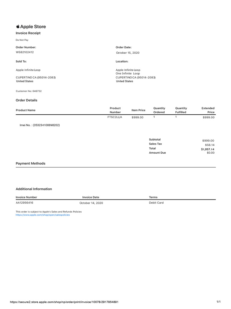 Apple Store Invoice Receipt Details | PDF | Invoice | Receipt